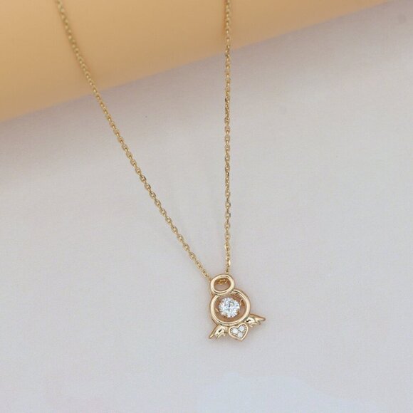 Angel Charm Rose Gold Necklace with Sparkling Centerpiece, XPNL0230 - Picture 9 of 13